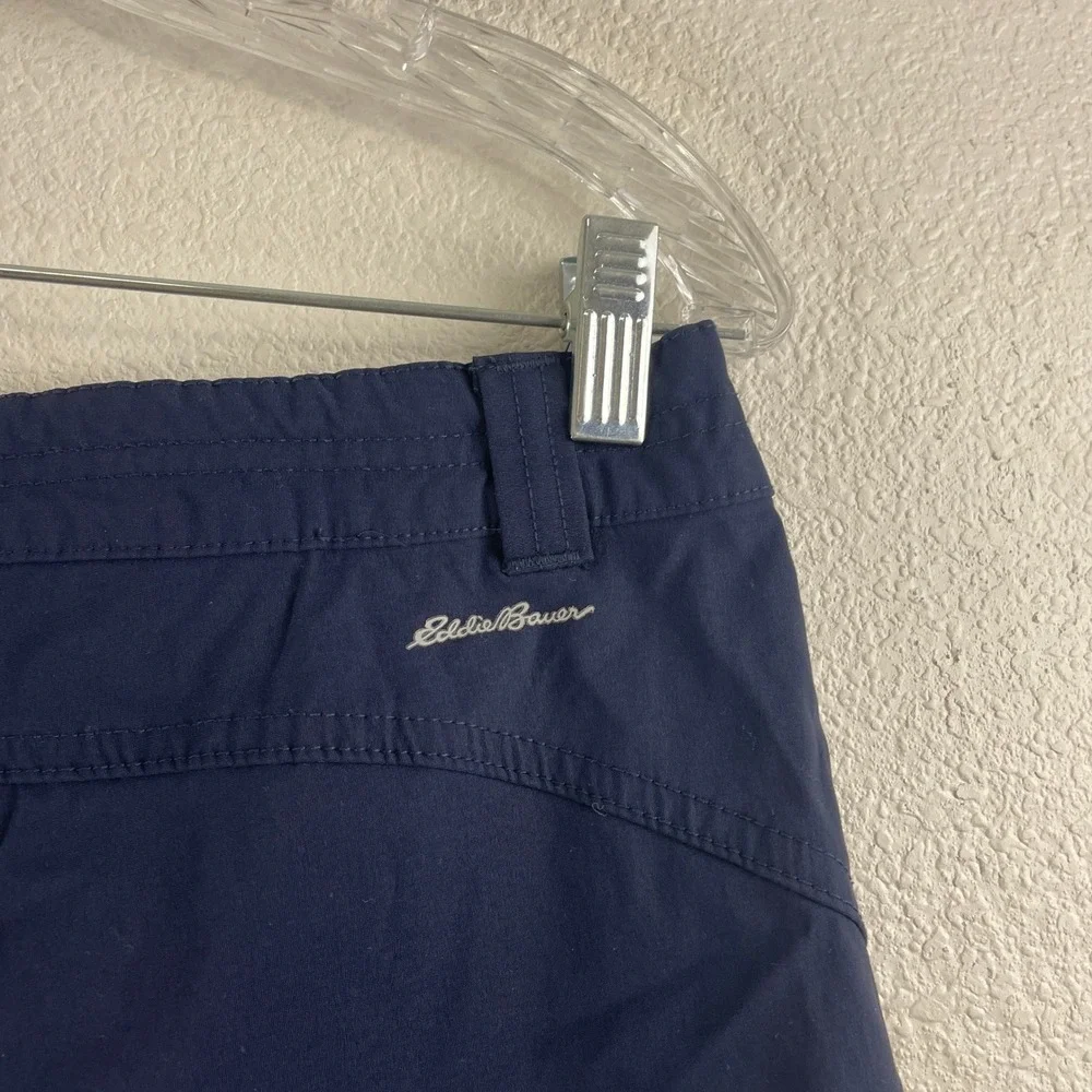 Eddie Bauer Shorts Women 10 Navy Blue Hiking Outdoor Stretch Granola Girl - Picture 4 of 10